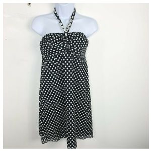 NWT The Limited Silk Blend Sleeveless Halter Top Polka Dot Dress 10